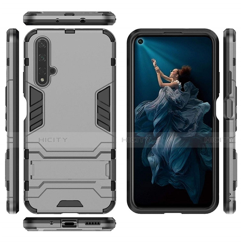 Coque Contour Silicone et Plastique Housse Etui Mat avec Support R03 pour Huawei Honor 20S Plus