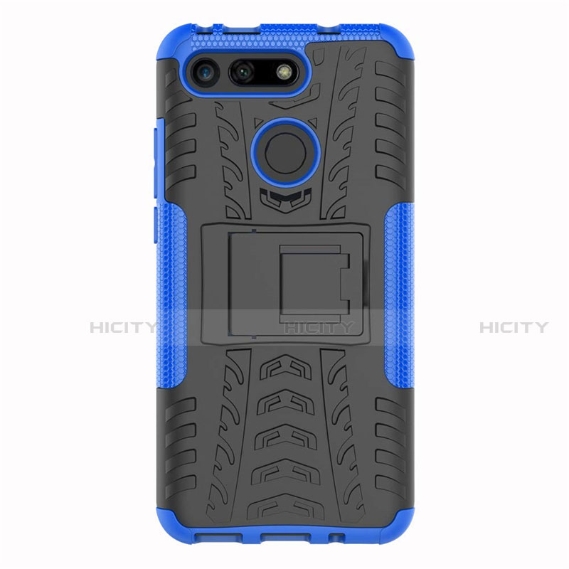 Coque Contour Silicone et Plastique Housse Etui Mat avec Support R03 pour Huawei Honor V20 Plus