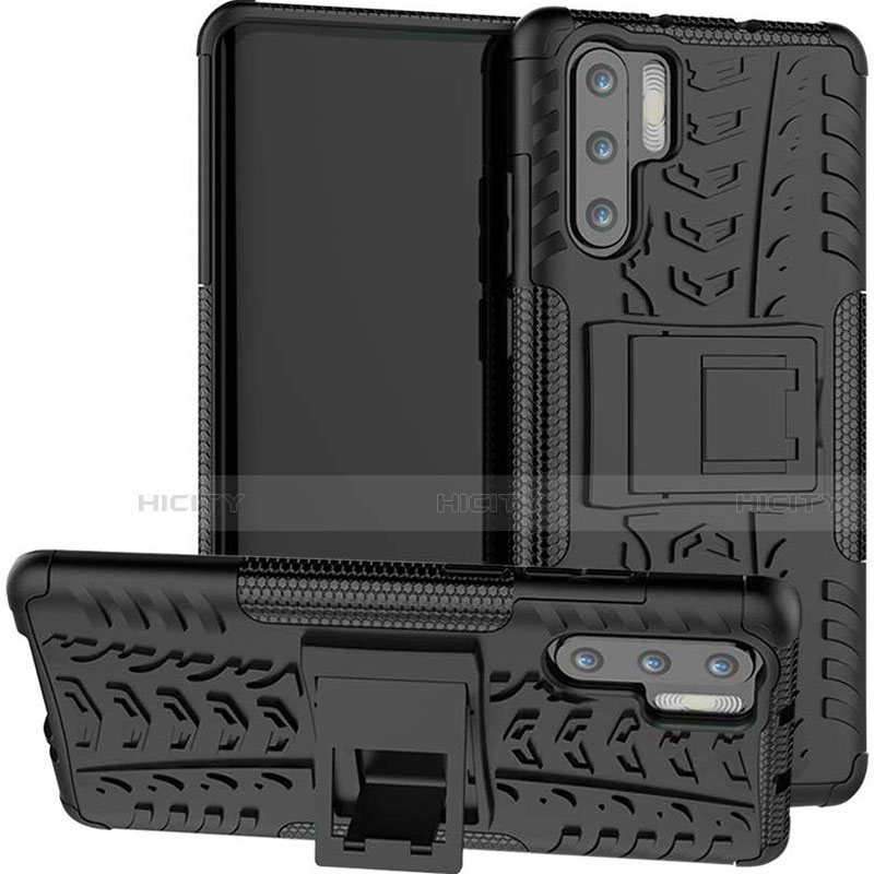 Coque Contour Silicone et Plastique Housse Etui Mat avec Support R03 pour Huawei P30 Pro Plus