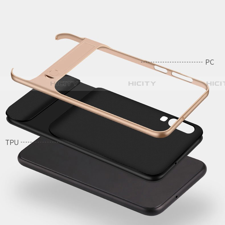 Coque Contour Silicone et Plastique Housse Etui Mat avec Support R03 pour Samsung Galaxy A70 Plus