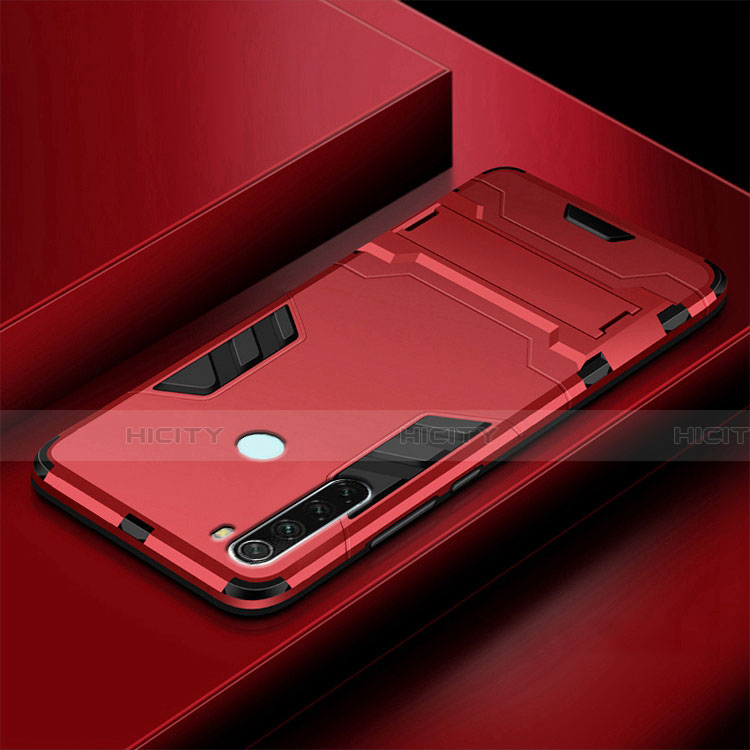 Coque Contour Silicone et Plastique Housse Etui Mat avec Support R03 pour Xiaomi Redmi Note 8 (2021) Plus