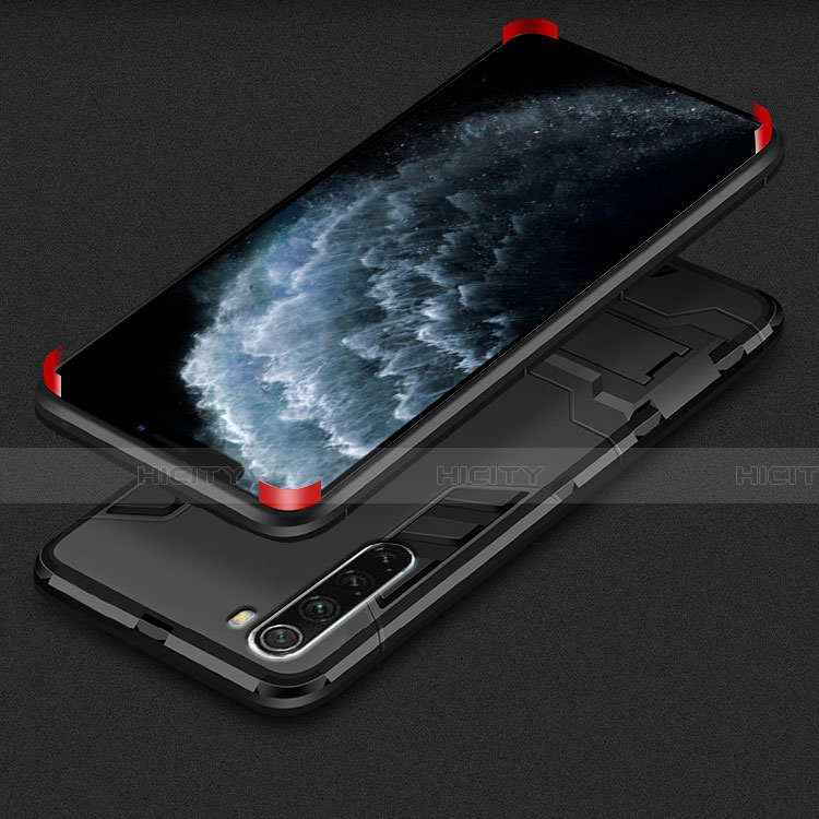 Coque Contour Silicone et Plastique Housse Etui Mat avec Support R03 pour Xiaomi Redmi Note 8 (2021) Plus