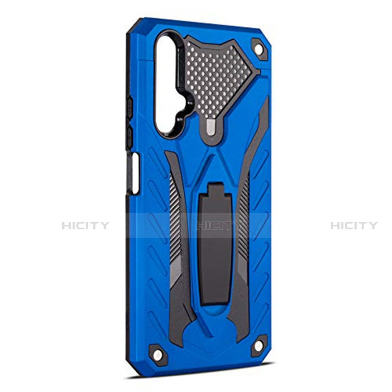 Coque Contour Silicone et Plastique Housse Etui Mat avec Support R04 pour Huawei Honor 20S Bleu Plus