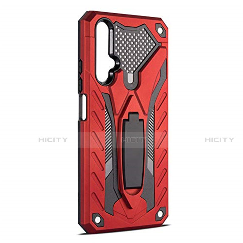 Coque Contour Silicone et Plastique Housse Etui Mat avec Support R04 pour Huawei Nova 5T Rouge Plus