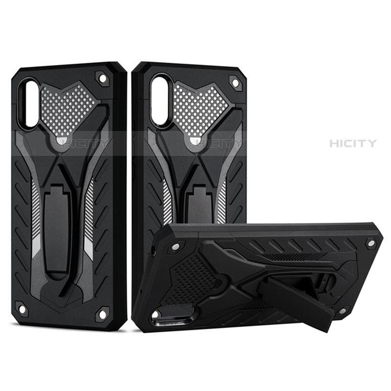 Coque Contour Silicone et Plastique Housse Etui Mat avec Support R04 pour Xiaomi Redmi 9A Plus