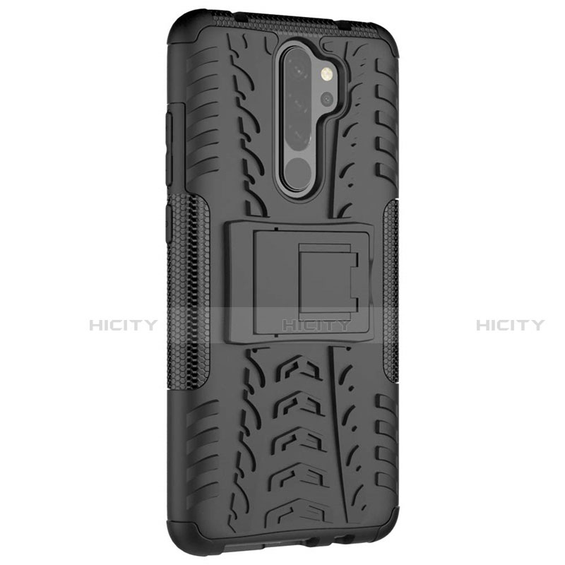 Coque Contour Silicone et Plastique Housse Etui Mat avec Support R04 pour Xiaomi Redmi Note 8 Pro Plus