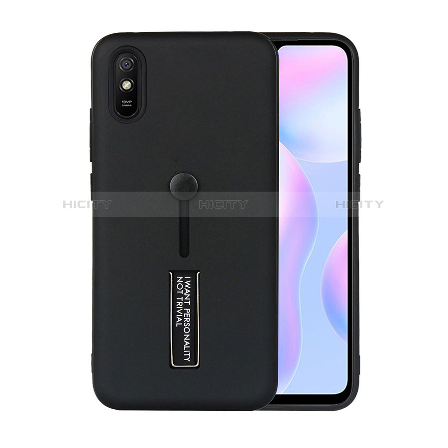 Coque Contour Silicone et Plastique Housse Etui Mat avec Support R05 pour Xiaomi Redmi 9i Noir Plus