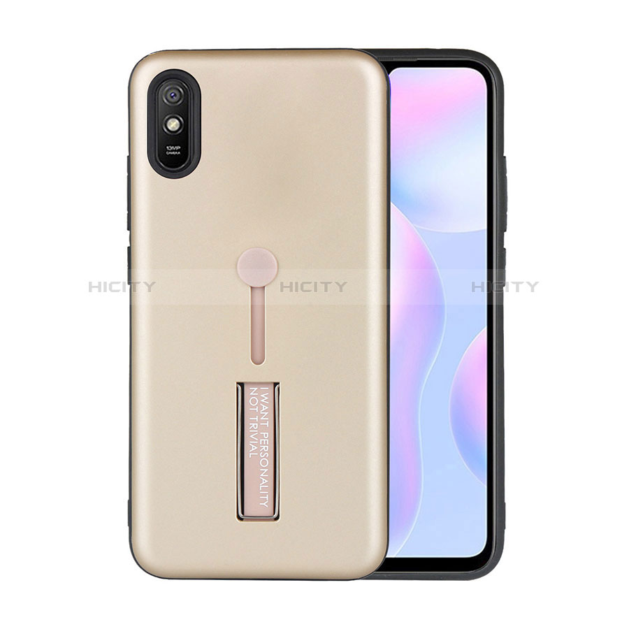 Coque Contour Silicone et Plastique Housse Etui Mat avec Support R05 pour Xiaomi Redmi 9i Or Plus