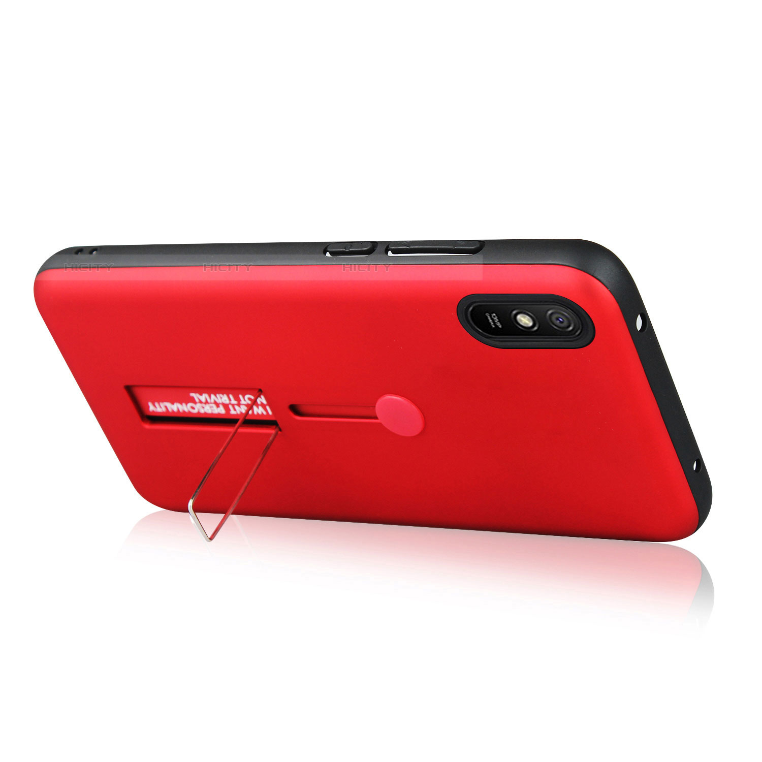 Coque Contour Silicone et Plastique Housse Etui Mat avec Support R05 pour Xiaomi Redmi 9i Plus