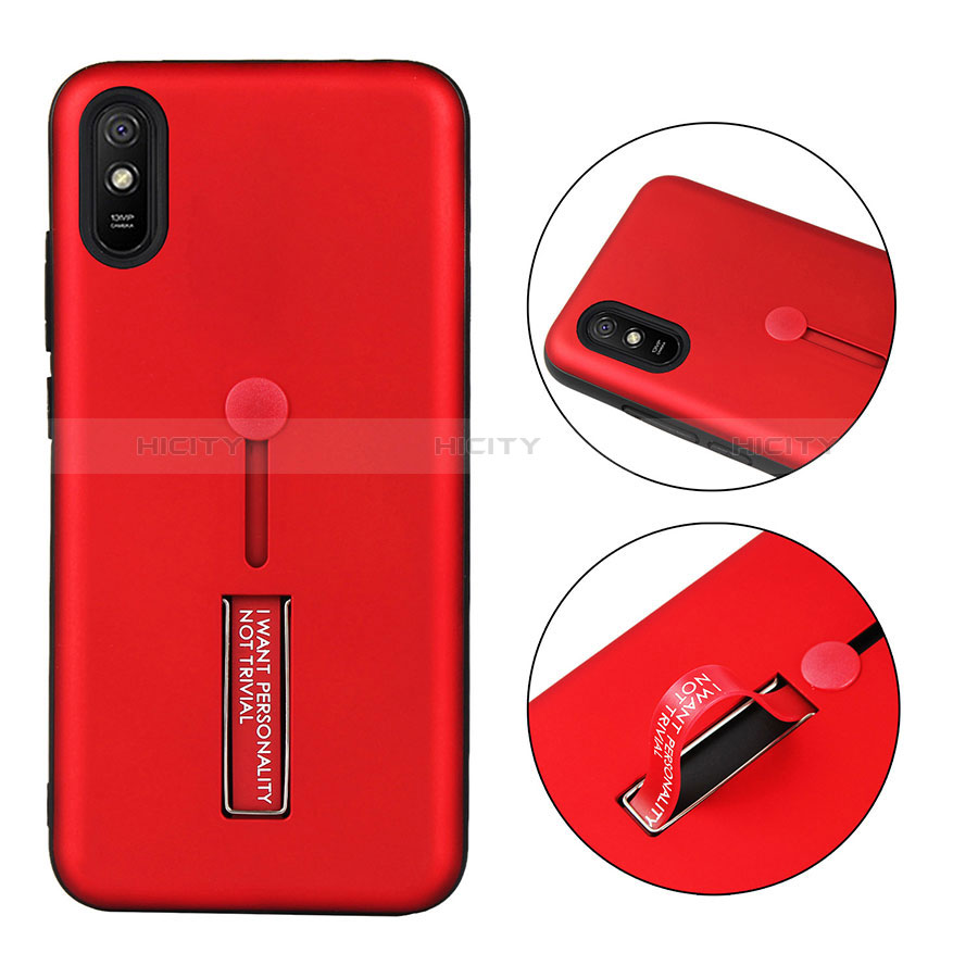 Coque Contour Silicone et Plastique Housse Etui Mat avec Support R05 pour Xiaomi Redmi 9i Plus