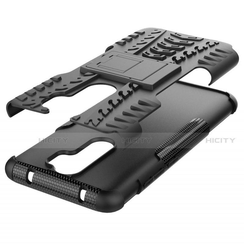 Coque Contour Silicone et Plastique Housse Etui Mat avec Support R06 pour Xiaomi Redmi Note 8 Plus