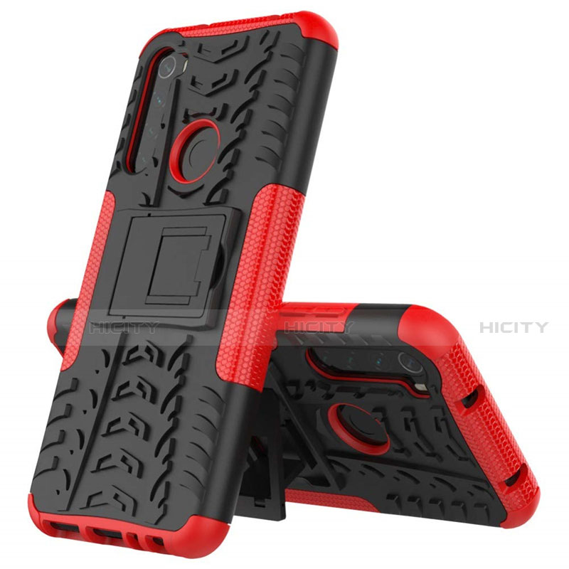 Coque Contour Silicone et Plastique Housse Etui Mat avec Support R06 pour Xiaomi Redmi Note 8 Plus