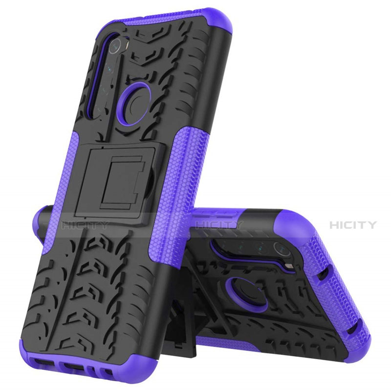 Coque Contour Silicone et Plastique Housse Etui Mat avec Support R06 pour Xiaomi Redmi Note 8 Plus