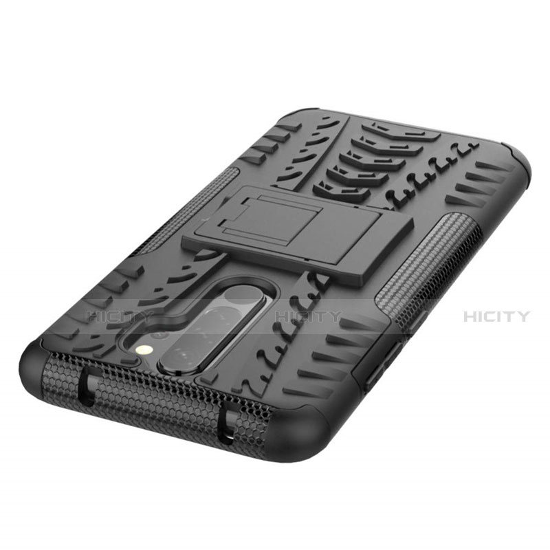 Coque Contour Silicone et Plastique Housse Etui Mat avec Support R06 pour Xiaomi Redmi Note 8 Plus