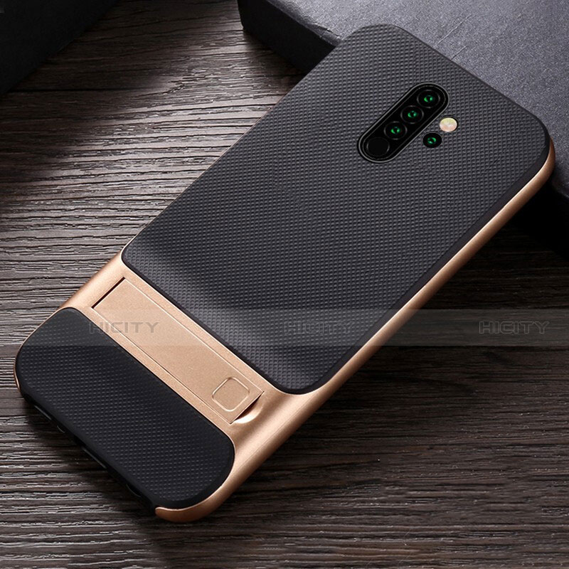 Coque Contour Silicone et Plastique Housse Etui Mat avec Support R06 pour Xiaomi Redmi Note 8 Pro Or Plus