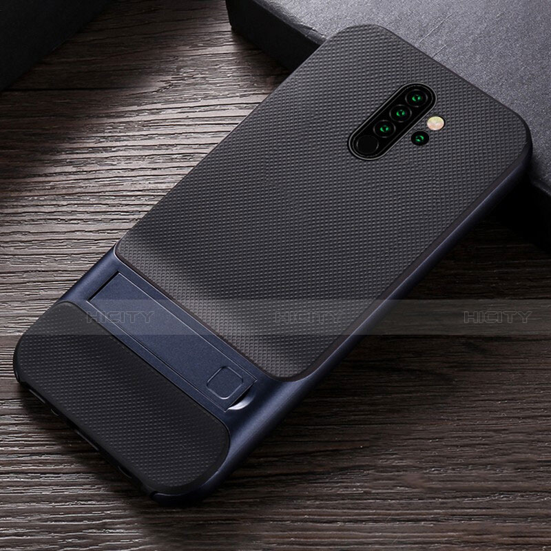 Coque Contour Silicone et Plastique Housse Etui Mat avec Support R06 pour Xiaomi Redmi Note 8 Pro Plus