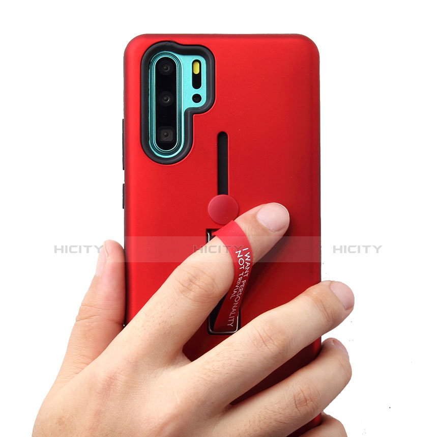 Coque Contour Silicone et Plastique Housse Etui Mat avec Support T01 pour Huawei P30 Pro New Edition Plus