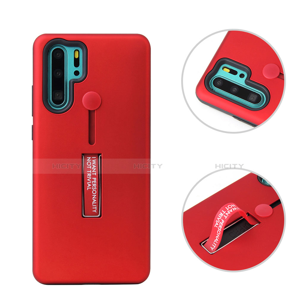 Coque Contour Silicone et Plastique Housse Etui Mat avec Support T01 pour Huawei P30 Pro Plus