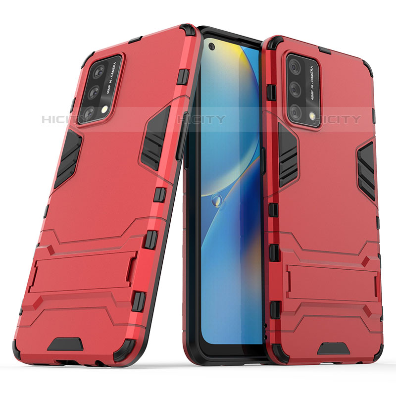 Coque Contour Silicone et Plastique Housse Etui Mat avec Support T01 pour Oppo A74 4G Plus