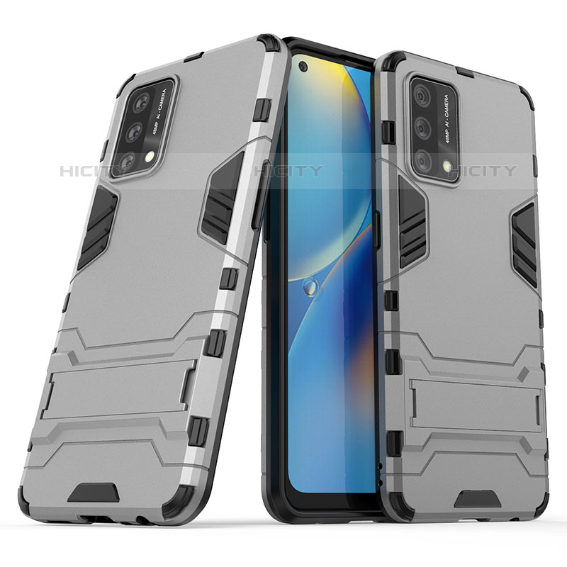 Coque Contour Silicone et Plastique Housse Etui Mat avec Support T01 pour Oppo A74 4G Plus