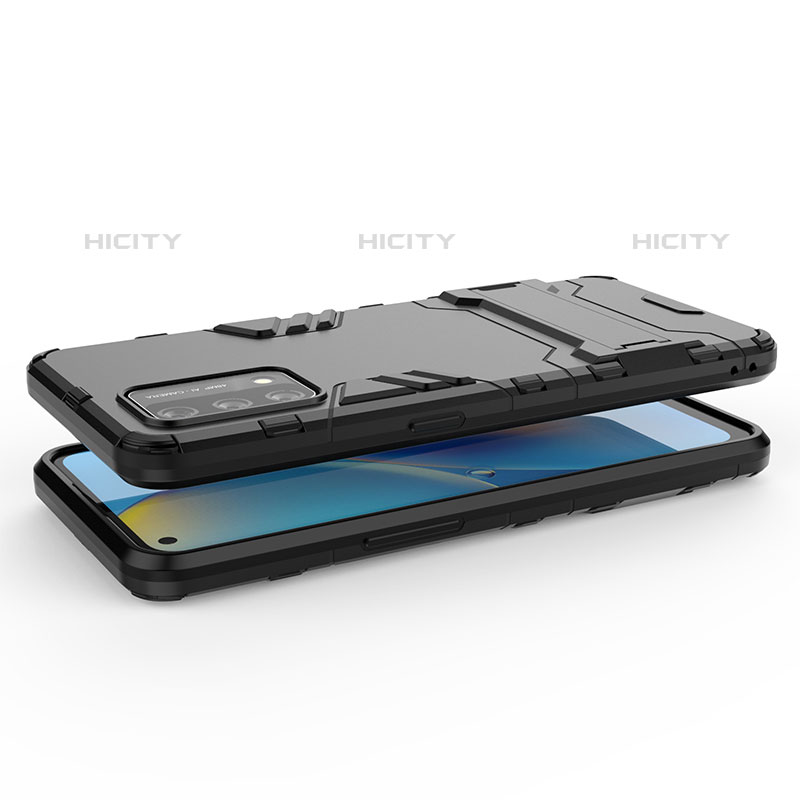 Coque Contour Silicone et Plastique Housse Etui Mat avec Support T01 pour Oppo A74 4G Plus