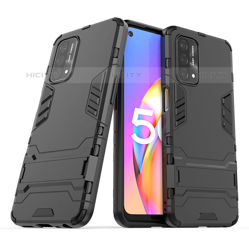 Coque Contour Silicone et Plastique Housse Etui Mat avec Support T01 pour Oppo A93 5G Plus