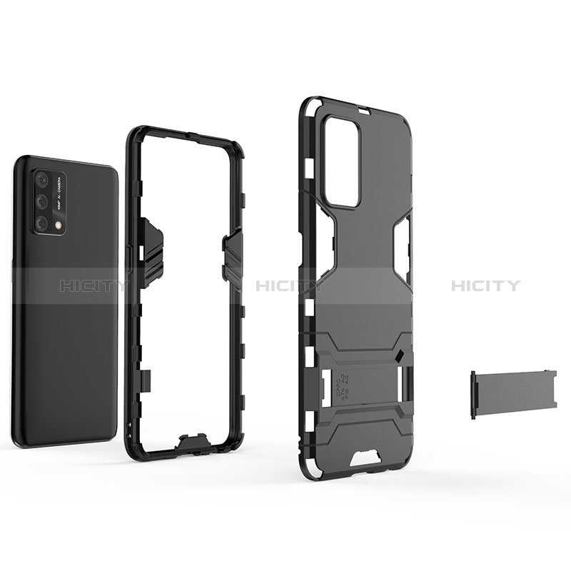 Coque Contour Silicone et Plastique Housse Etui Mat avec Support T01 pour Oppo A95 4G Plus