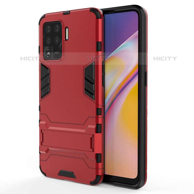 Coque Contour Silicone et Plastique Housse Etui Mat avec Support T01 pour Oppo F19 Pro Plus