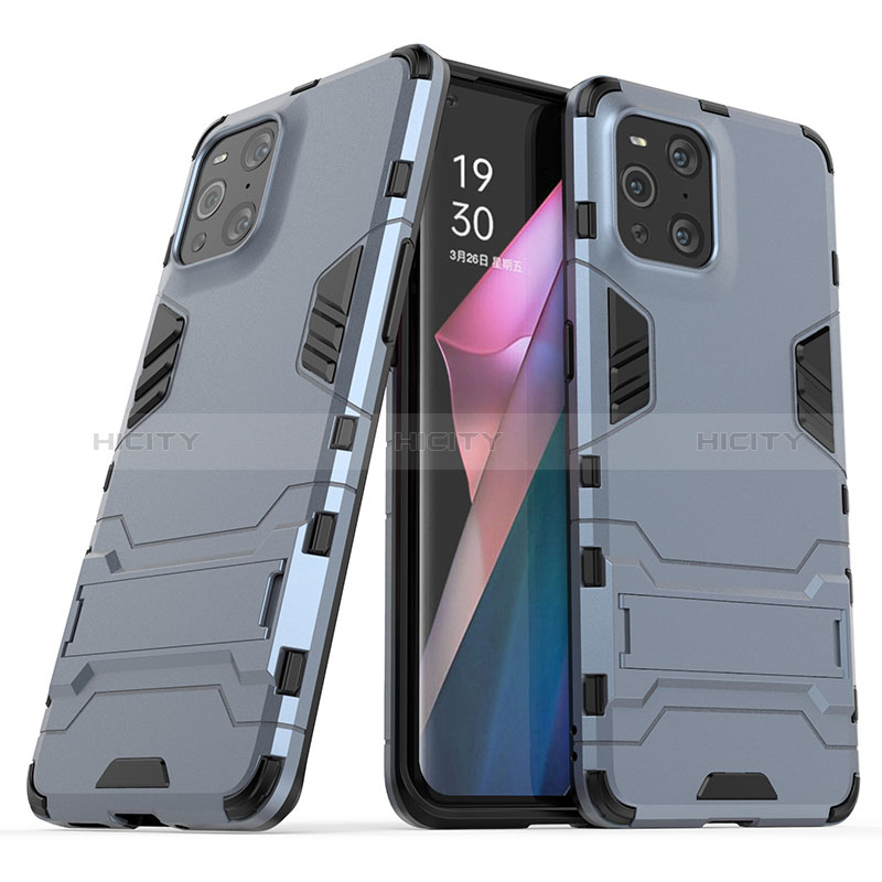 Coque Contour Silicone et Plastique Housse Etui Mat avec Support T01 pour Oppo Find X3 5G Plus