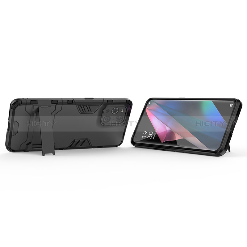 Coque Contour Silicone et Plastique Housse Etui Mat avec Support T01 pour Oppo Find X3 5G Plus