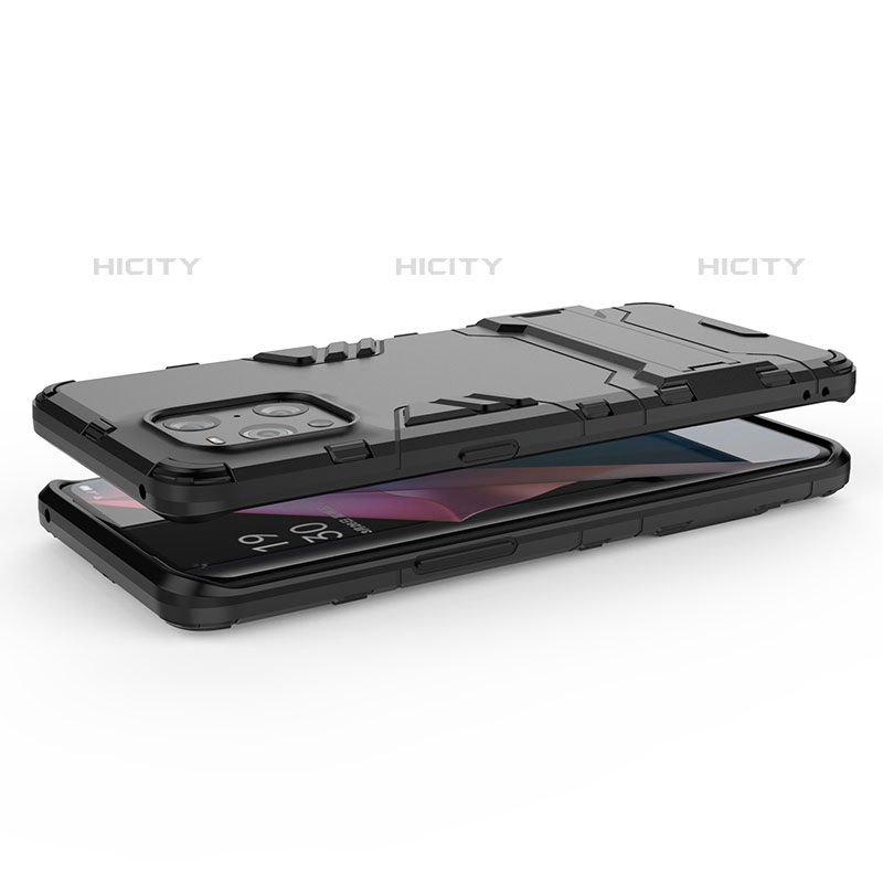 Coque Contour Silicone et Plastique Housse Etui Mat avec Support T01 pour Oppo Find X3 Pro 5G Plus