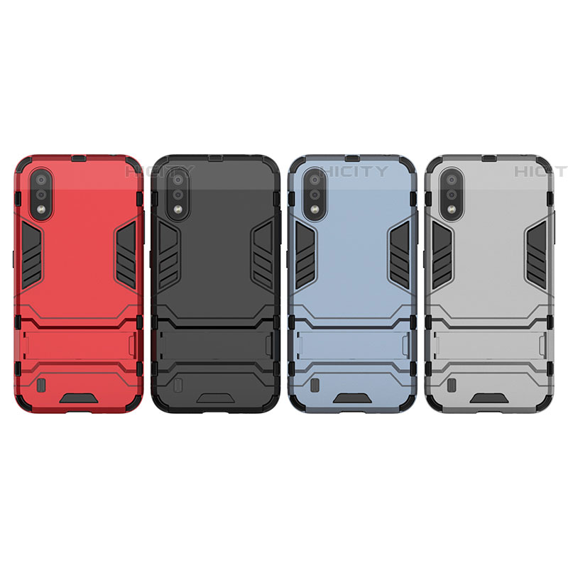 Coque Contour Silicone et Plastique Housse Etui Mat avec Support T01 pour Samsung Galaxy A01 SM-A015 Plus