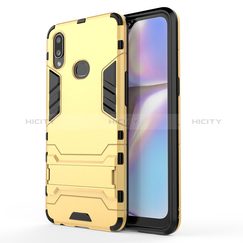 Coque Contour Silicone et Plastique Housse Etui Mat avec Support T01 pour Samsung Galaxy A10s Or Plus