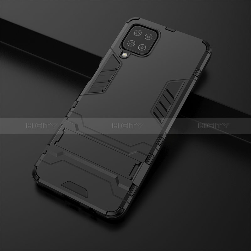 Coque Contour Silicone et Plastique Housse Etui Mat avec Support T01 pour Samsung Galaxy A12 5G Plus