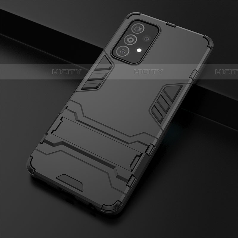 Coque Contour Silicone et Plastique Housse Etui Mat avec Support T01 pour Samsung Galaxy A52 4G Plus