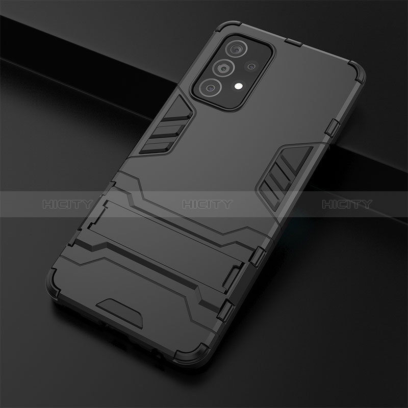 Coque Contour Silicone et Plastique Housse Etui Mat avec Support T01 pour Samsung Galaxy A52s 5G Plus