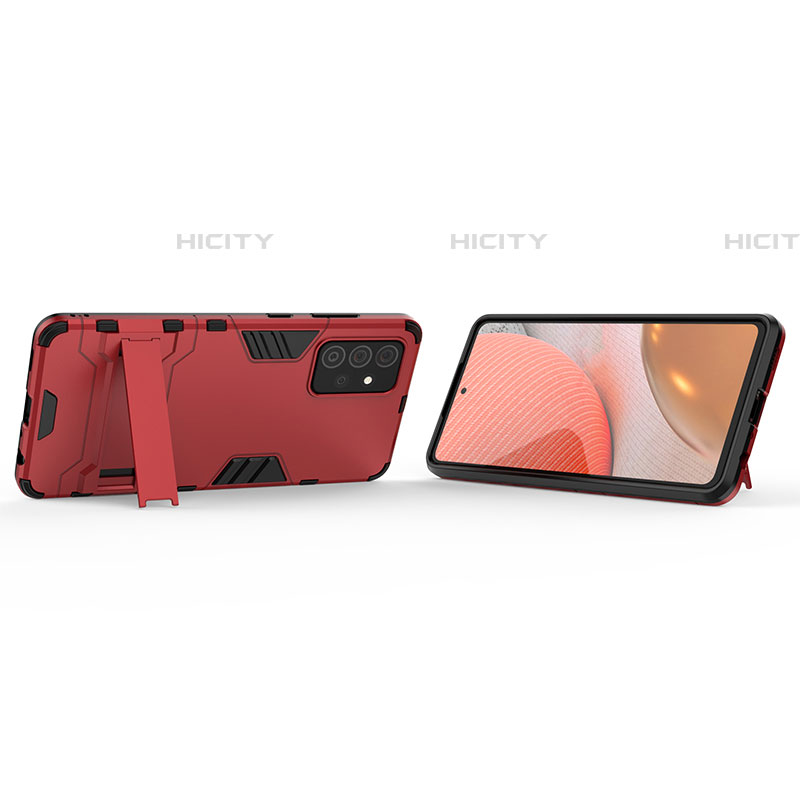 Coque Contour Silicone et Plastique Housse Etui Mat avec Support T01 pour Samsung Galaxy A72 4G Plus