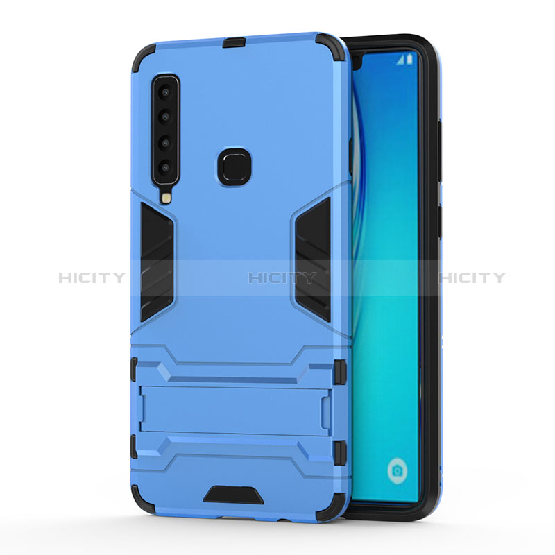 Coque Contour Silicone et Plastique Housse Etui Mat avec Support T01 pour Samsung Galaxy A9 (2018) A920 Bleu Ciel Plus