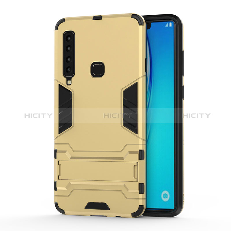 Coque Contour Silicone et Plastique Housse Etui Mat avec Support T01 pour Samsung Galaxy A9 (2018) A920 Or Plus