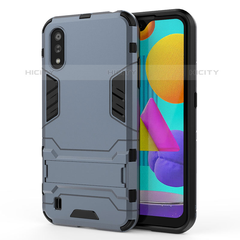 Coque Contour Silicone et Plastique Housse Etui Mat avec Support T01 pour Samsung Galaxy M01 Plus