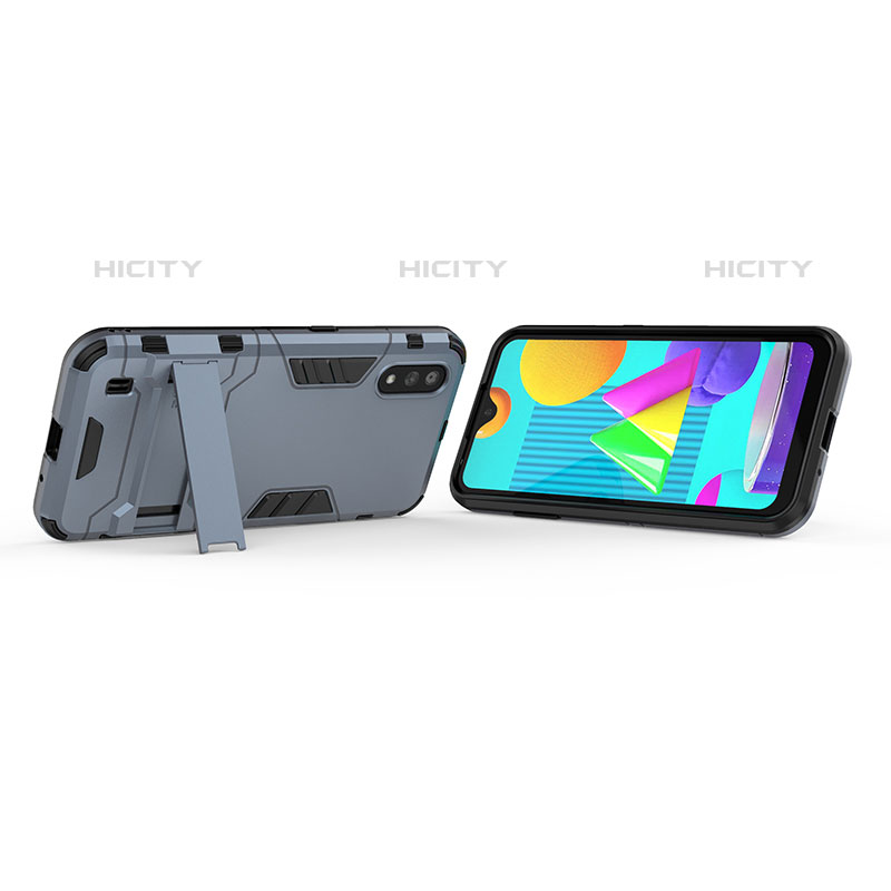 Coque Contour Silicone et Plastique Housse Etui Mat avec Support T01 pour Samsung Galaxy M01 Plus