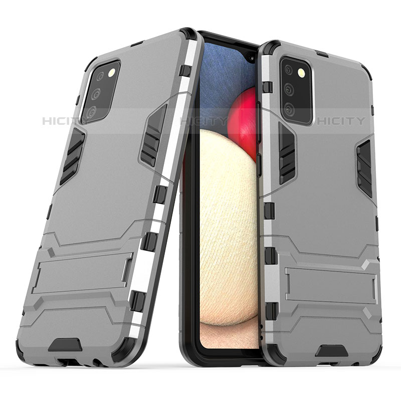 Coque Contour Silicone et Plastique Housse Etui Mat avec Support T01 pour Samsung Galaxy M02s Plus