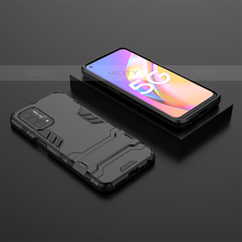 Coque Contour Silicone et Plastique Housse Etui Mat avec Support T02 pour OnePlus Nord N200 5G Noir Plus