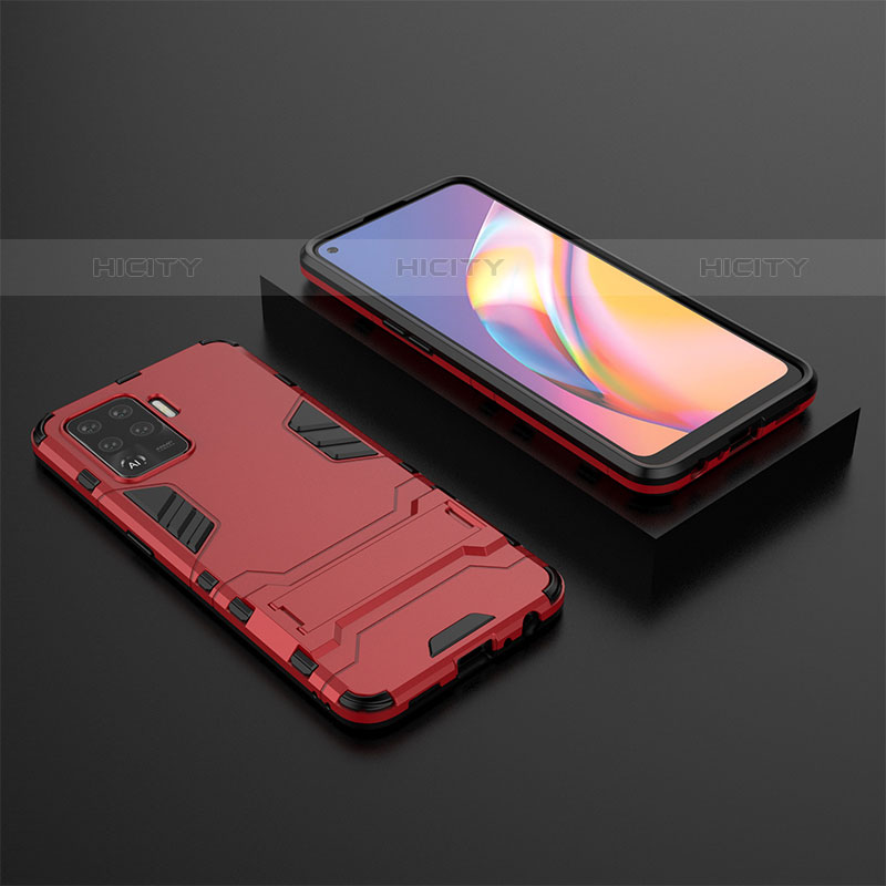 Coque Contour Silicone et Plastique Housse Etui Mat avec Support T02 pour Oppo A94 4G Plus