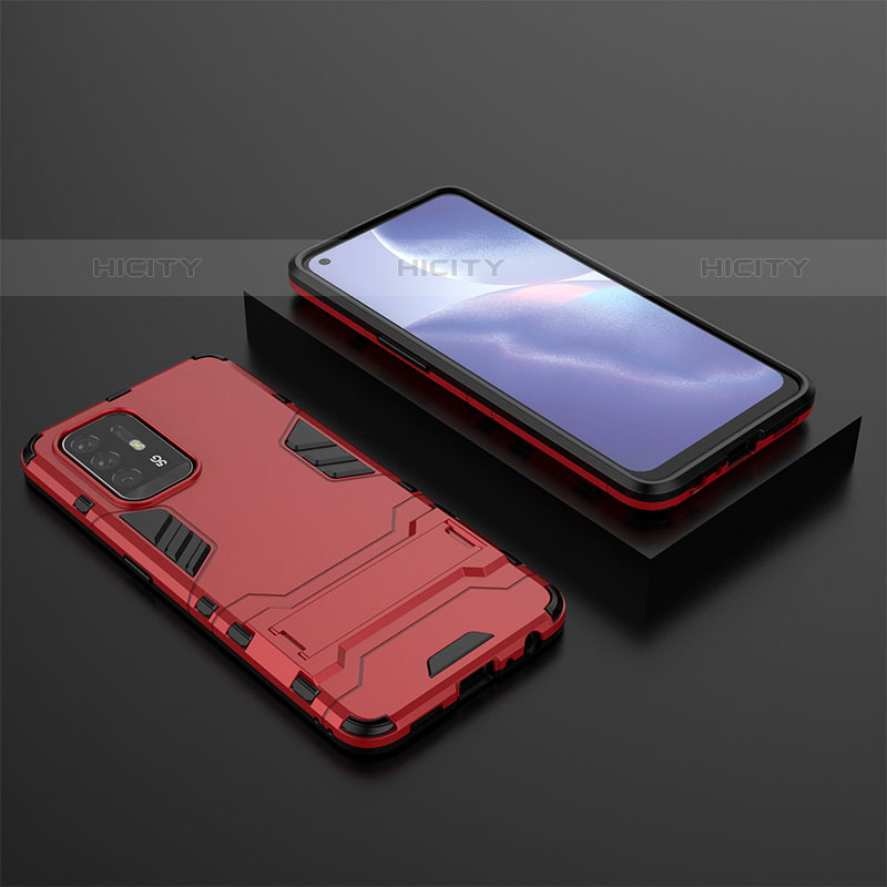 Coque Contour Silicone et Plastique Housse Etui Mat avec Support T02 pour Oppo A94 5G Plus