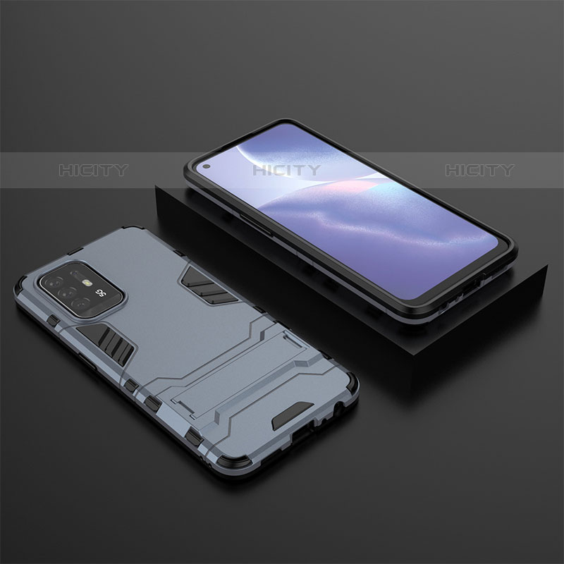 Coque Contour Silicone et Plastique Housse Etui Mat avec Support T02 pour Oppo A94 5G Plus