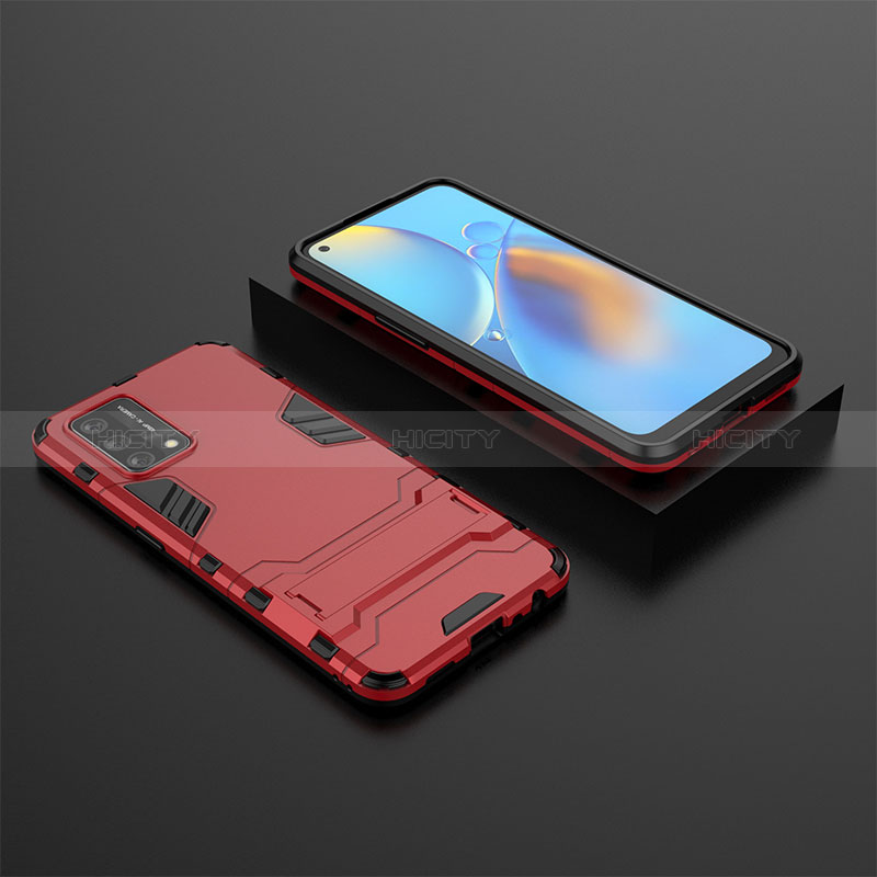 Coque Contour Silicone et Plastique Housse Etui Mat avec Support T02 pour Oppo A95 4G Plus