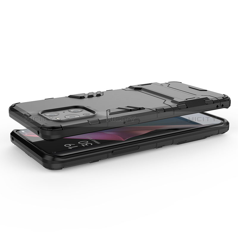 Coque Contour Silicone et Plastique Housse Etui Mat avec Support T02 pour Oppo Find X3 5G Plus