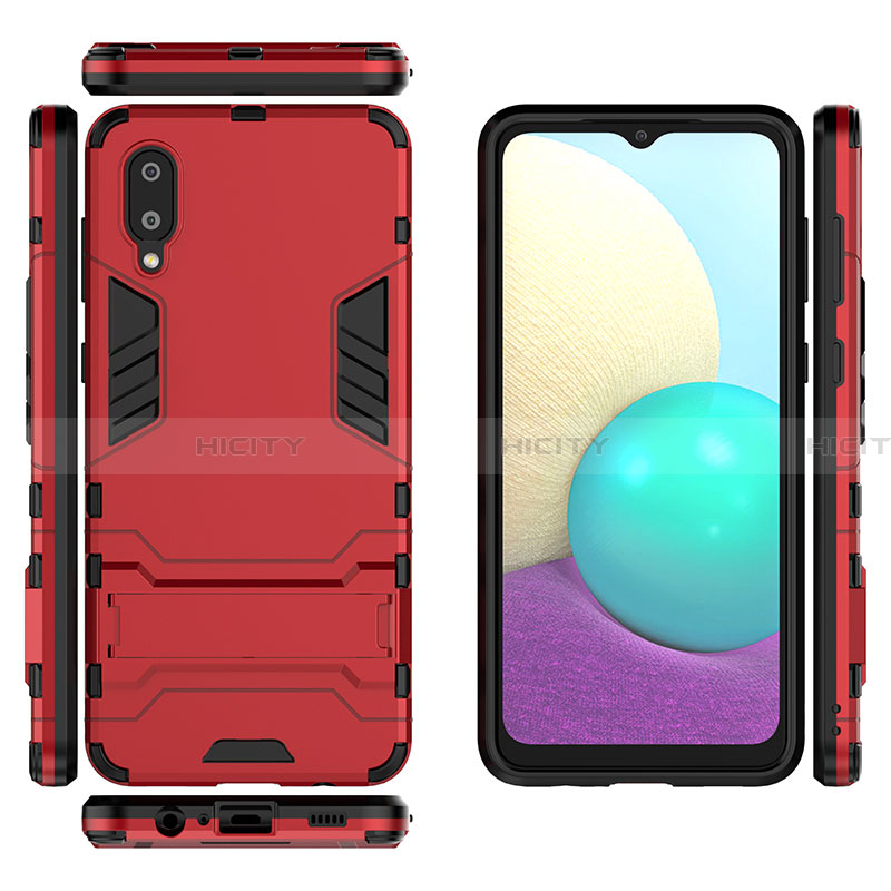 Coque Contour Silicone et Plastique Housse Etui Mat avec Support T02 pour Samsung Galaxy A02 Plus