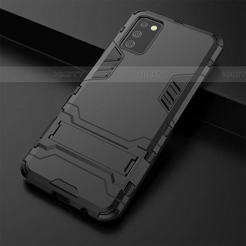 Coque Contour Silicone et Plastique Housse Etui Mat avec Support T02 pour Samsung Galaxy A03s Plus